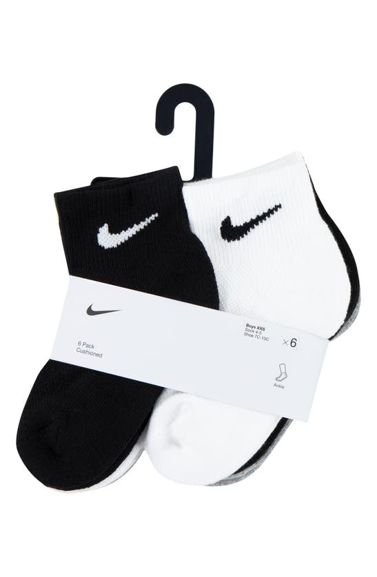 Nike Kids' Swoosh Cushioned Ankle Socks In White D/ G Heather