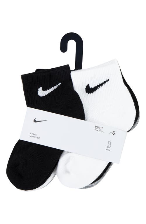 Shop Nike Kids' Swoosh Cushioned Ankle Socks In White D/g Heather