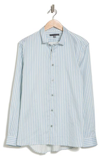 Shop John Varvatos Ross Cotton Button-up Shirt In Blue Stone