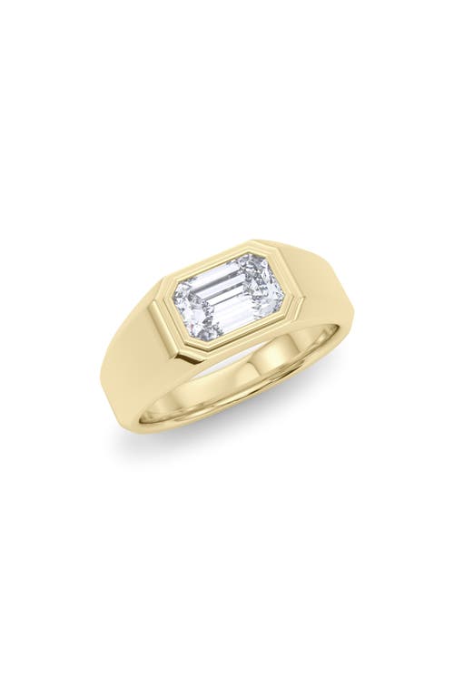 Men's Emerald Cut Lab Created Diamond Signet Ring in 18K Yellow Gold