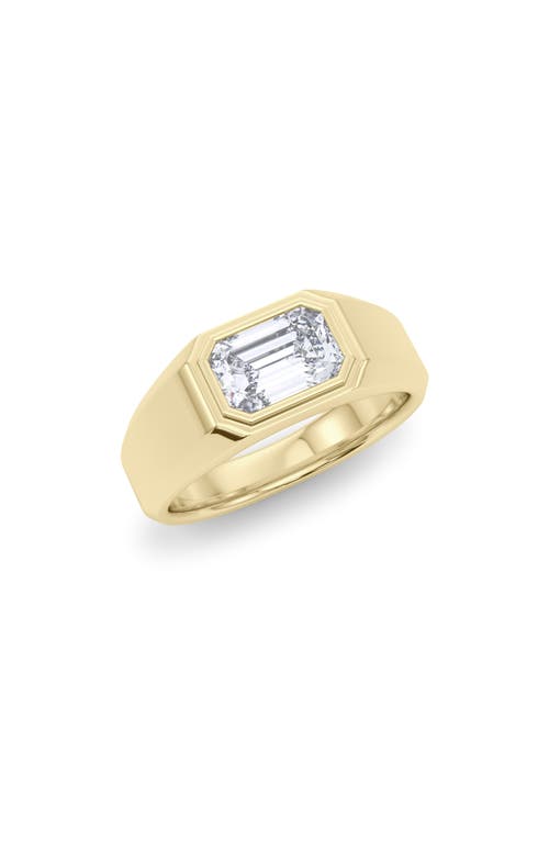 Shop Hautecarat Emerald-cut Lab Grown Diamond Signet Ring In 3.00 Ctw 18k Yellow Gold