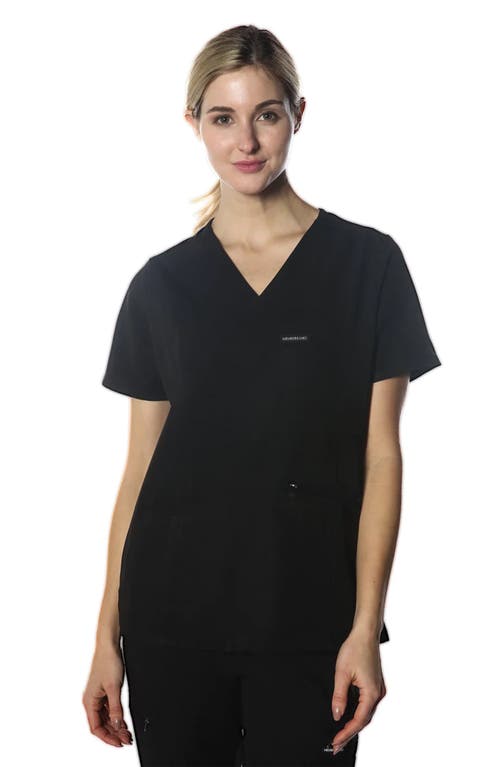 Shop Members Only Palermo 4-pocket Scrub Top In Black