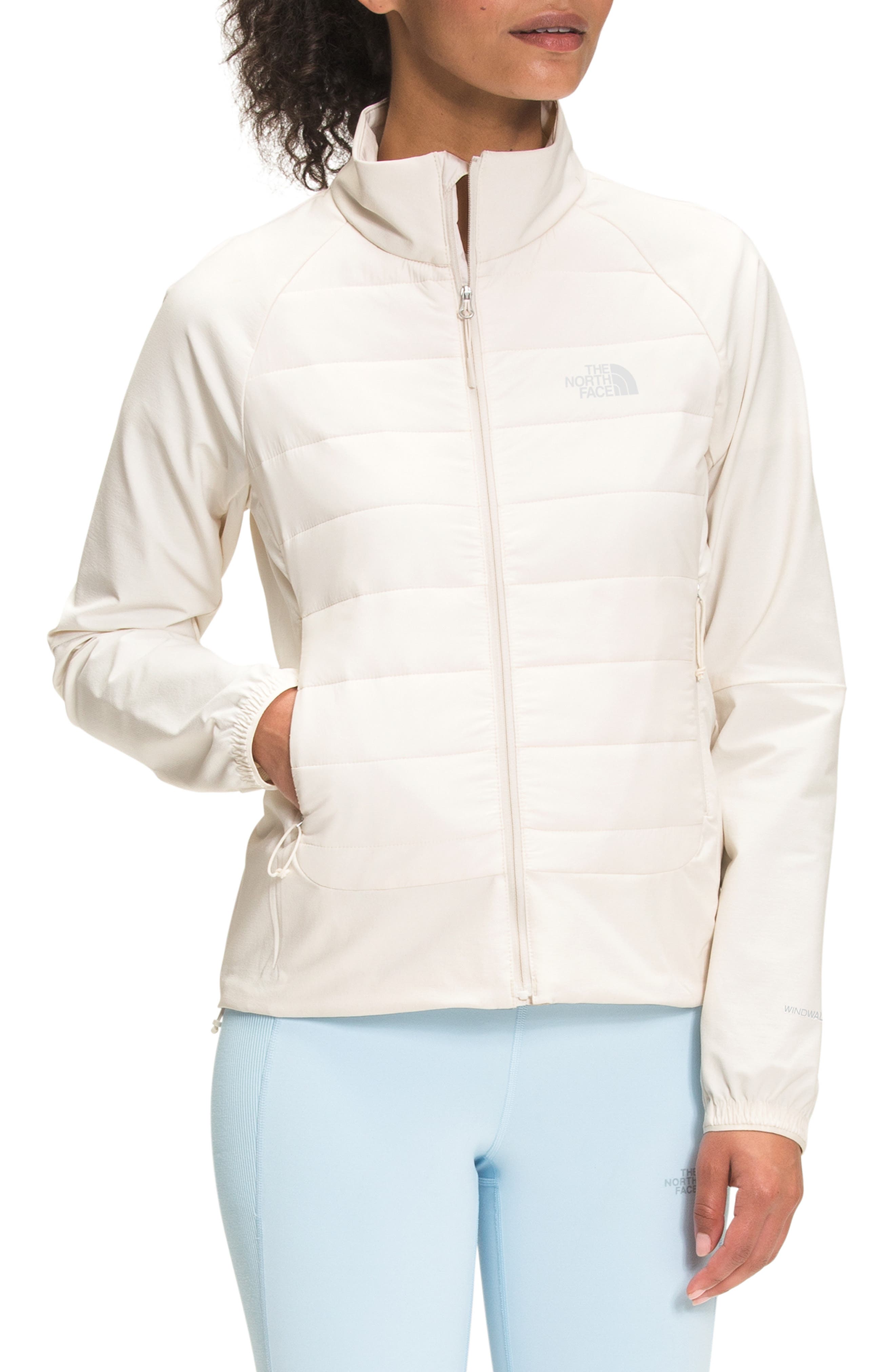 white zip up workout jacket