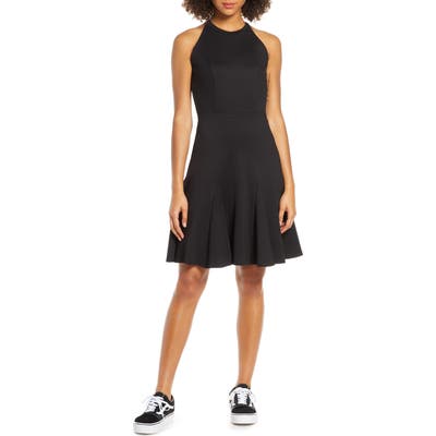 Fraiche By J Sleeveless Godet Flared Dress, Black