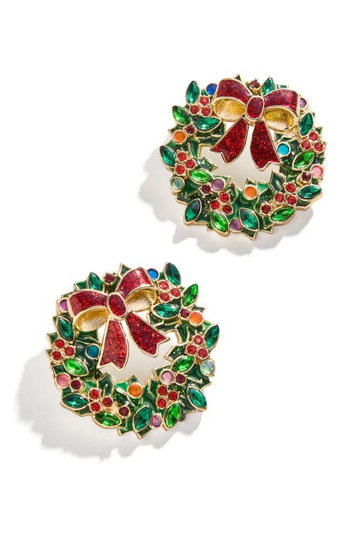 BaubleBar Wreath In The Spirit Drop Earrings in Green 