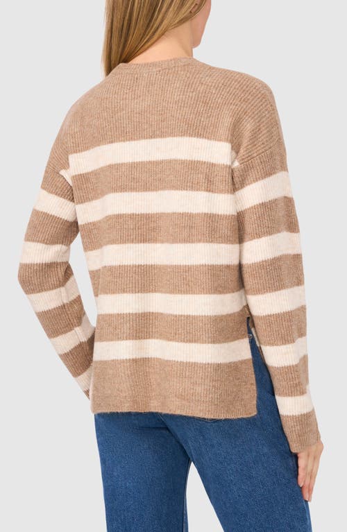 Shop Halogenr Halogen(r) Stripe Crewneck Sweater In Malted Brown/taupe