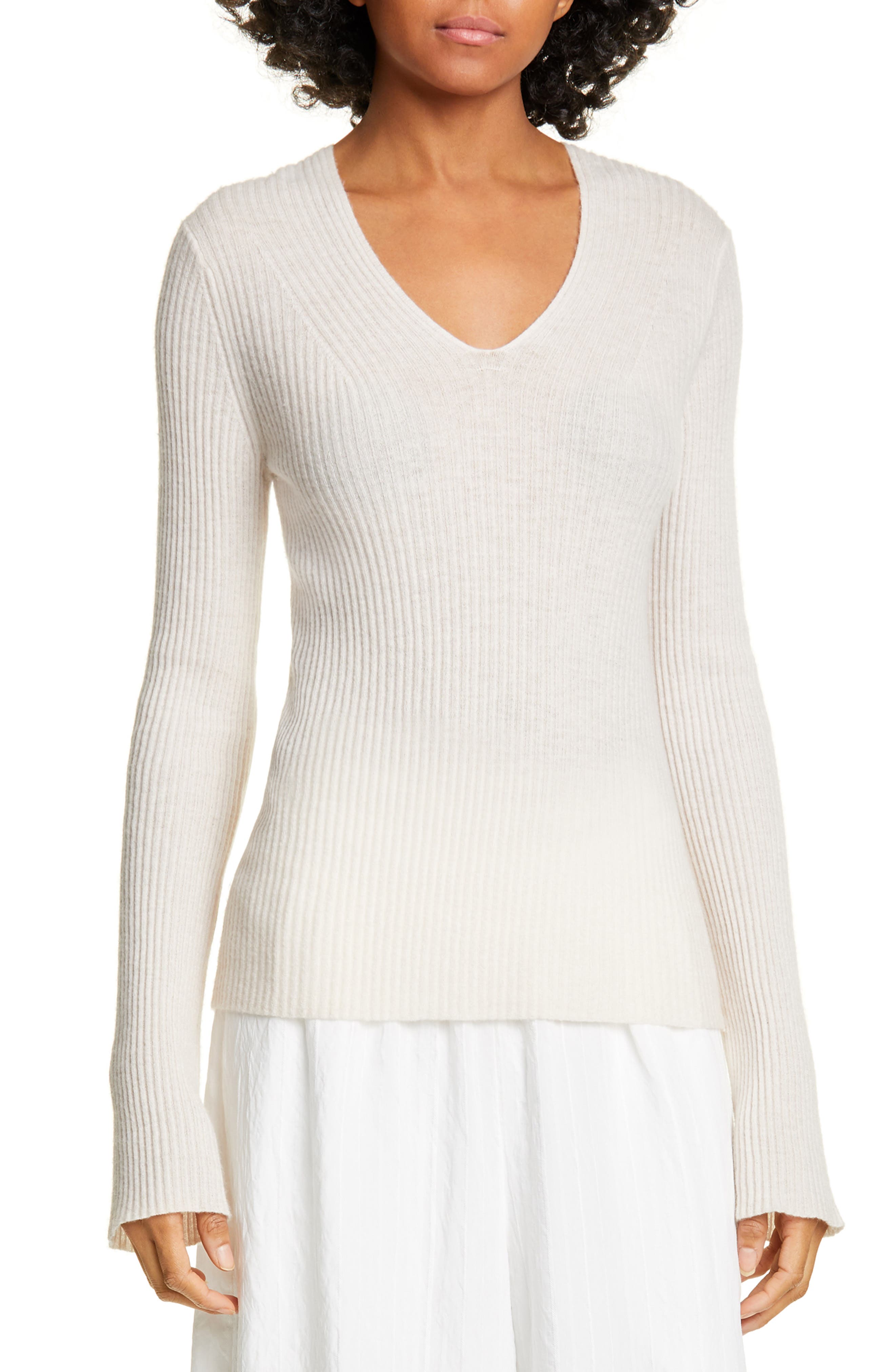Vince Ribbed Wool & Cashmere Sweater, Beige