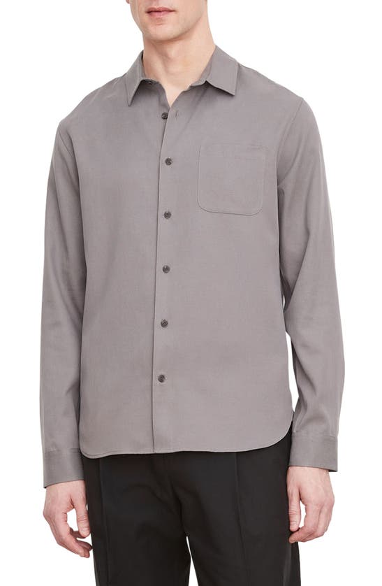 Shop Vince Vacation Lyocell & Cotton Button-up Shirt In Lt Pewter