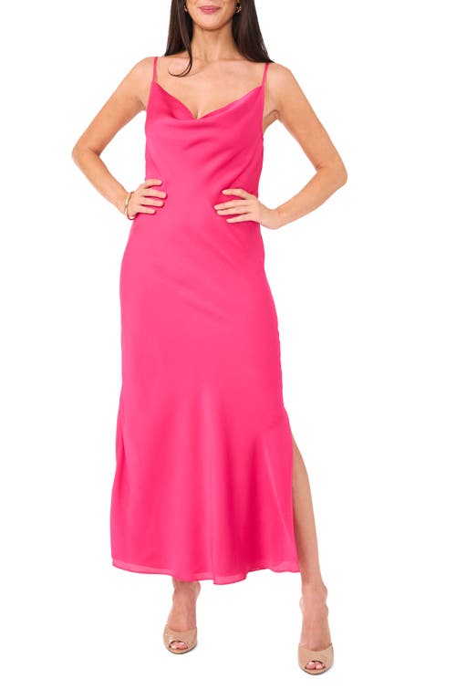 Vince Camuto Cowl Neck Satin Slipdress In Beetroot Pink