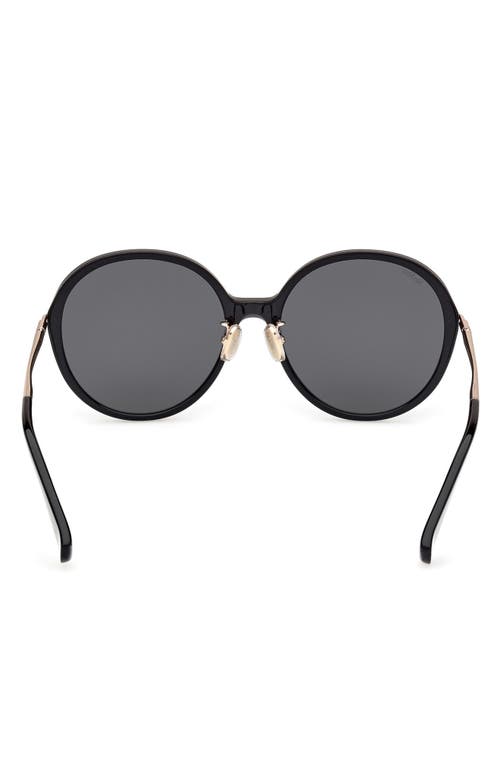 Shop Max Mara 58mm Round Sunglasses In Shiny Black/smoke