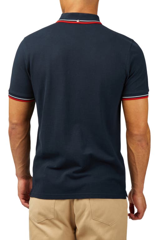 Shop Ben Sherman Signature Tipped Organic Cotton Piqué Polo In Dark Navy