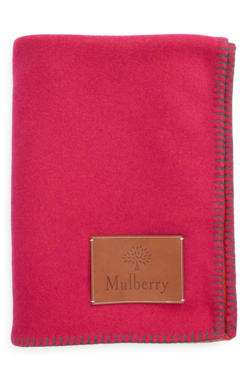 Mulberry Colourblock Wool Throw Blanket In Pink