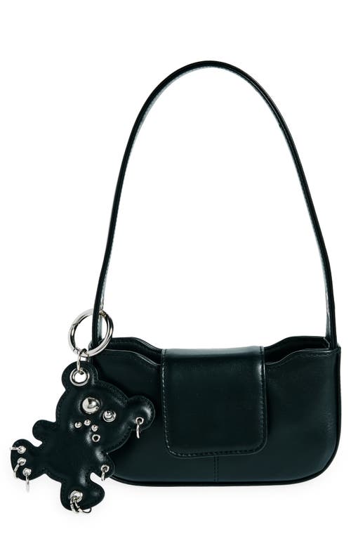 Shop Justine Clenquet Dylan Faux Leather Shoulder Bag With Teddy Bear Bag Charm In Black W/teddy