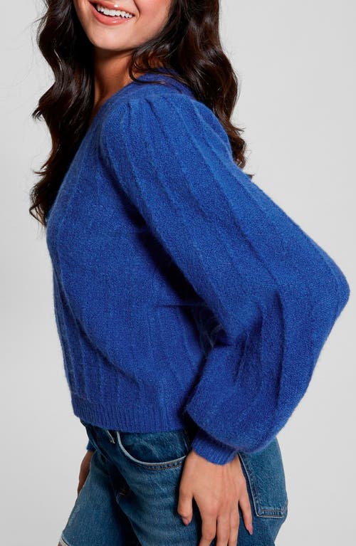 Guess Madeline Pointelle Detail Sweater In Surfing Blue