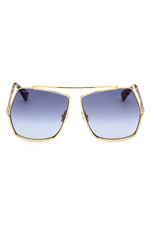 Max Mara 64mm Gradient Geometric Sunglasses in Shiny Gold /Gradient Blue