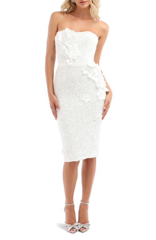 HELSI Liliana Sequin Floral Appliqué Strapless Cocktail Dress in White at Nordstrom, Size X-Small