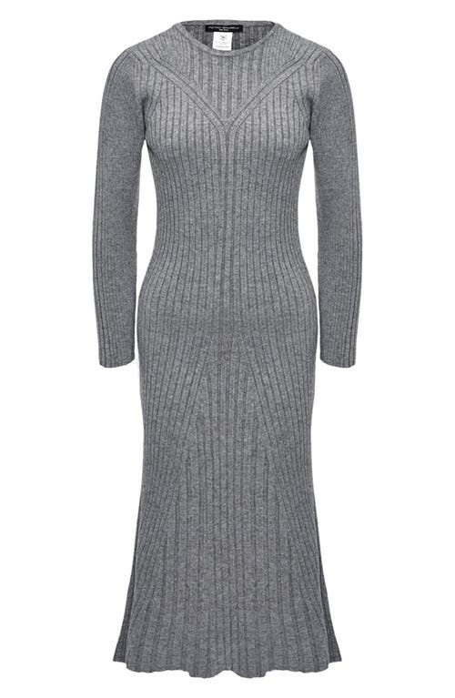 Shop Pietro Brunelli Long Sleeve Rib Maternity Midi Sweater Dress In Light/pastel Grey