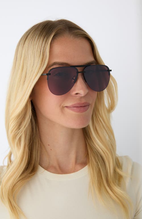 Diff Tahoe 63mm Oversize Aviator Sunglasses In Aubergine With Silver Flash