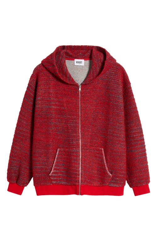 Shop Krost Bouclé Zip-up Hoodie In Fiery Red