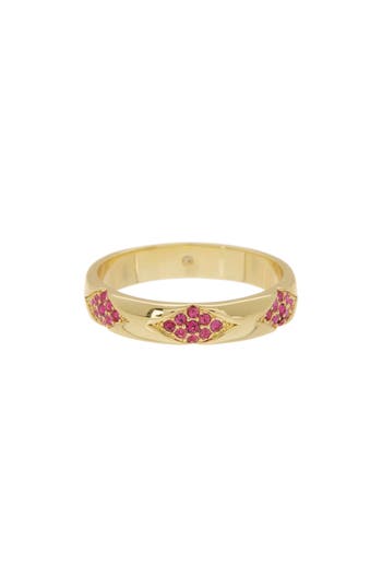 Shop Covet Pink Cz Band Ring In Pink/gold