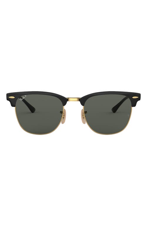 Ray Ban Ray-ban Clubmaster Metal 58mm Polarized Square Sunglasses In Gold/black/green