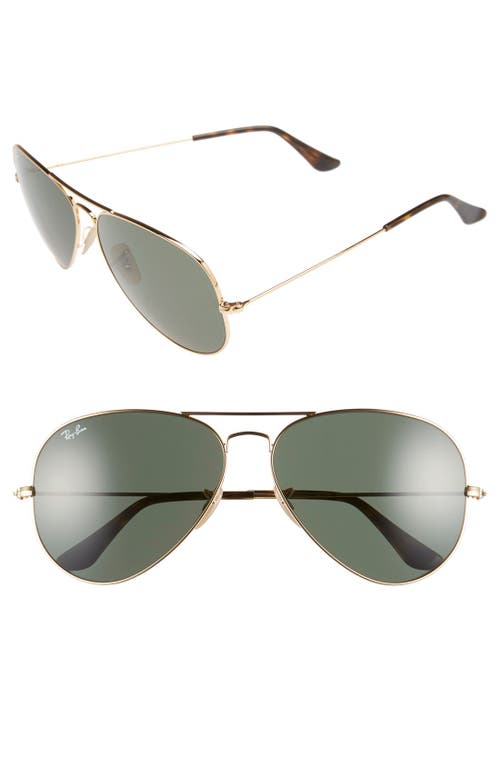 Ray Ban Ray-ban 62mm Aviator Sunglasses In Gold/dark Green