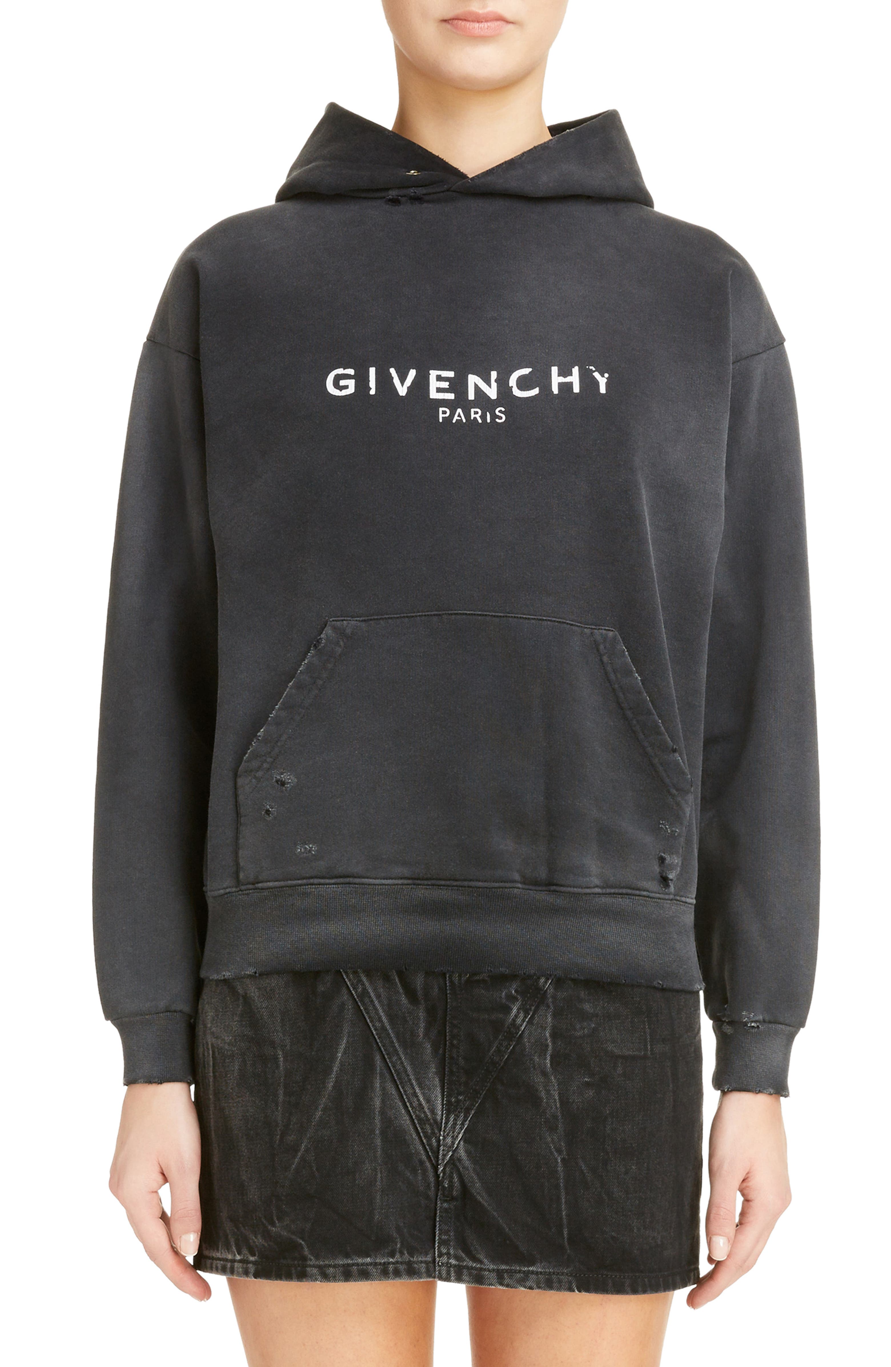Givenchy Destroyed Logo Hoodie | Nordstrom