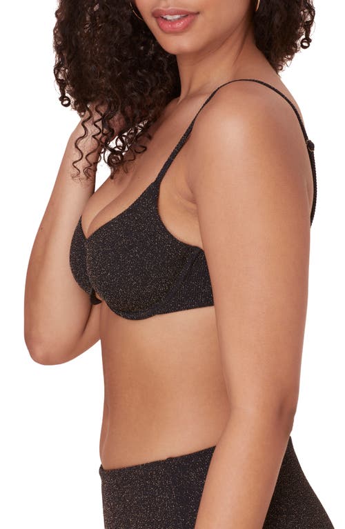 Andie The Bermuda Metallic Underwire Bikini Top In Black