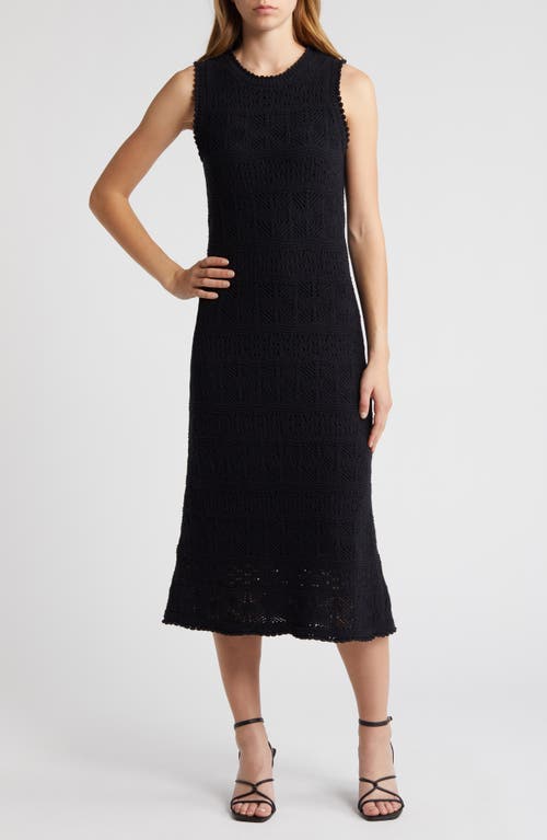 Shop Chelsea28 Sleeveless Pointelle Sweater Dress In Black