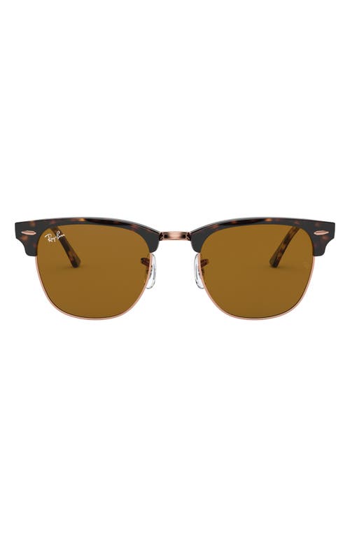 Shop Ray Ban Ray-ban Clubmaster 51mm Square Sunglasses In Shiny Havana/brown