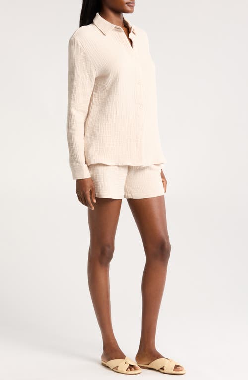 Shop Nordstrom Double Gauze Shirt & Shorts Cover-up Set In Beige Beach