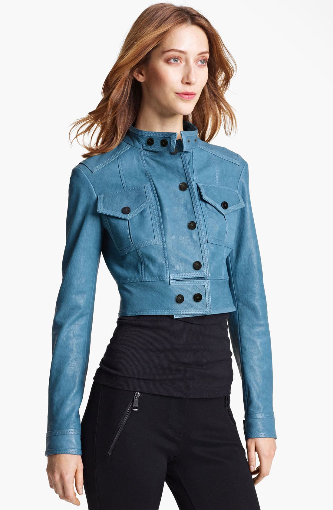 Burberry London Cargo Pocket Crop Leather Jacket Nordstrom