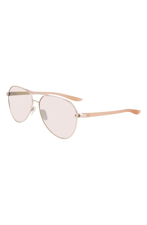 Shop Nike City 61mm Mirrored Aviator Sunglasses In Rose Gold/gold