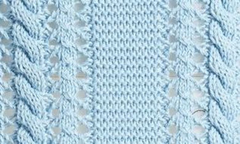 Shop Vero Moda Nora Cable Detail Short Sleeve Cotton Blend Sweater In Dusk Blue
