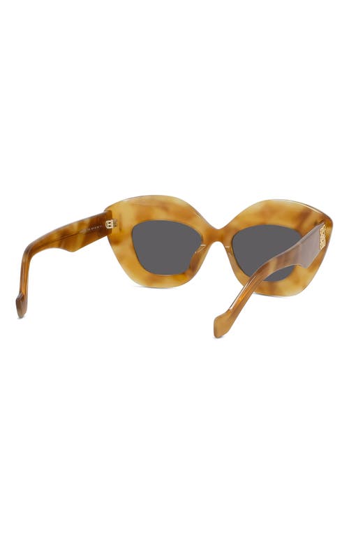 Shop Loewe Anagram 48mm Small Cat Eye Sunglasses In Blonde Havana/smoke