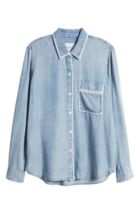 Rails Saya Embroidered Detail Chambray Button-up Shirt In Medium Cloud Wash