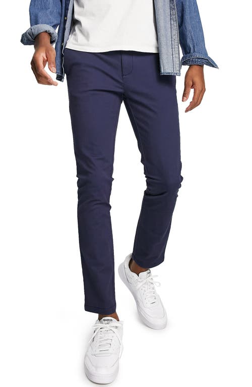 Topman Skinny Fit Stretch Cotton Chinos in Navy