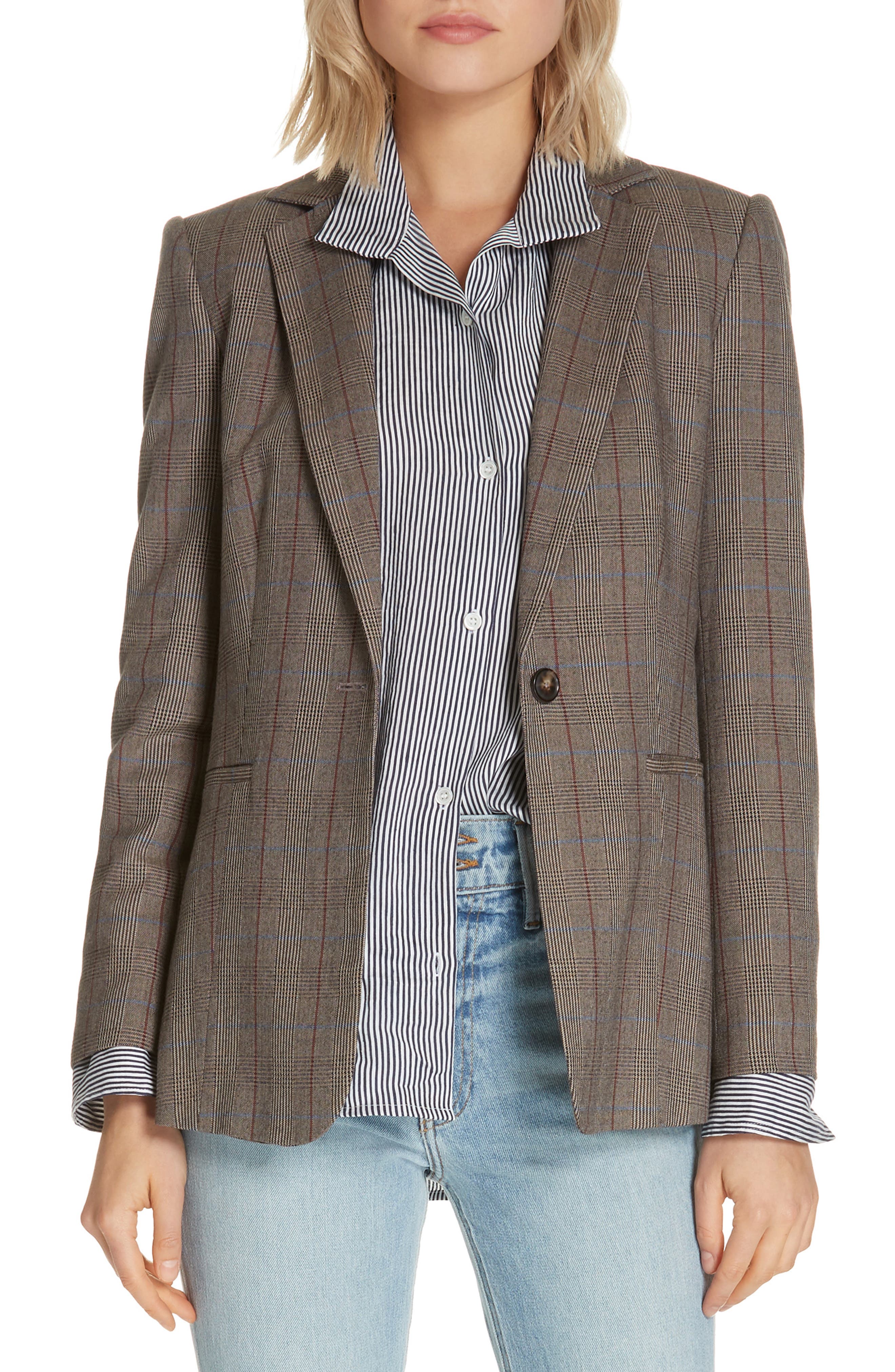 plaid wool blazer womens