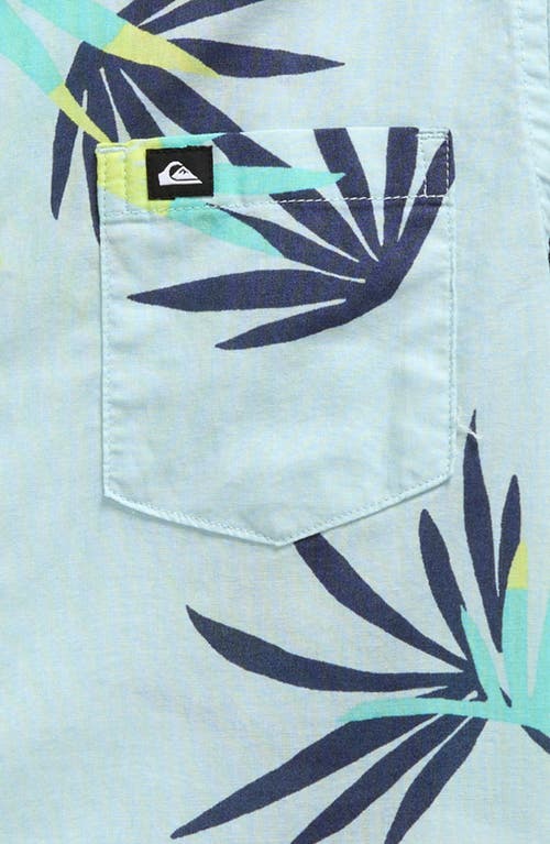 Shop Quiksilver Kids' Palms Classics Short Sleeve Button-up Shirt In Ice Flow