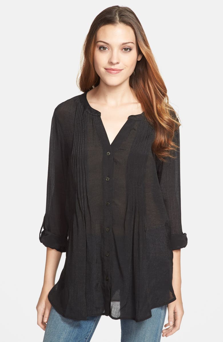 Fever Pleat Front Woven Blouse | Nordstrom