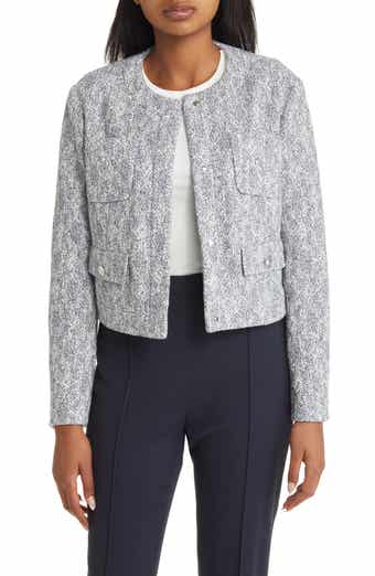 BOSS - Regular-fit cropped jacket in soft tweed