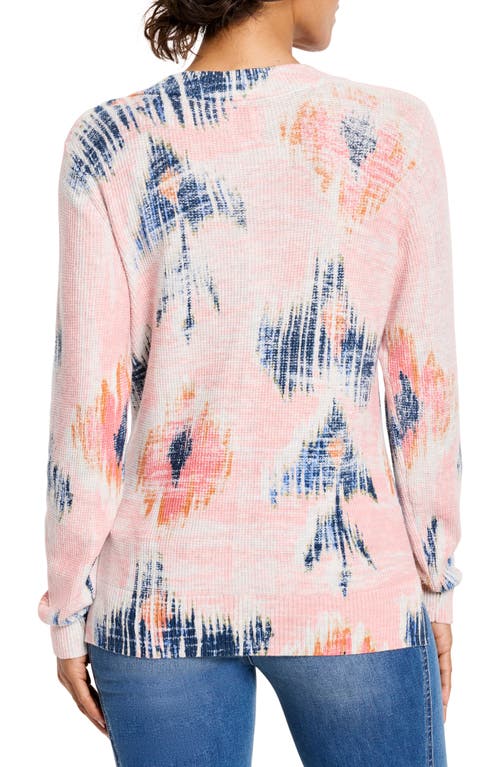 Shop Nic + Zoe Nic+zoe Abstract Floral Waffle Stitch Sweater In Pink Multi