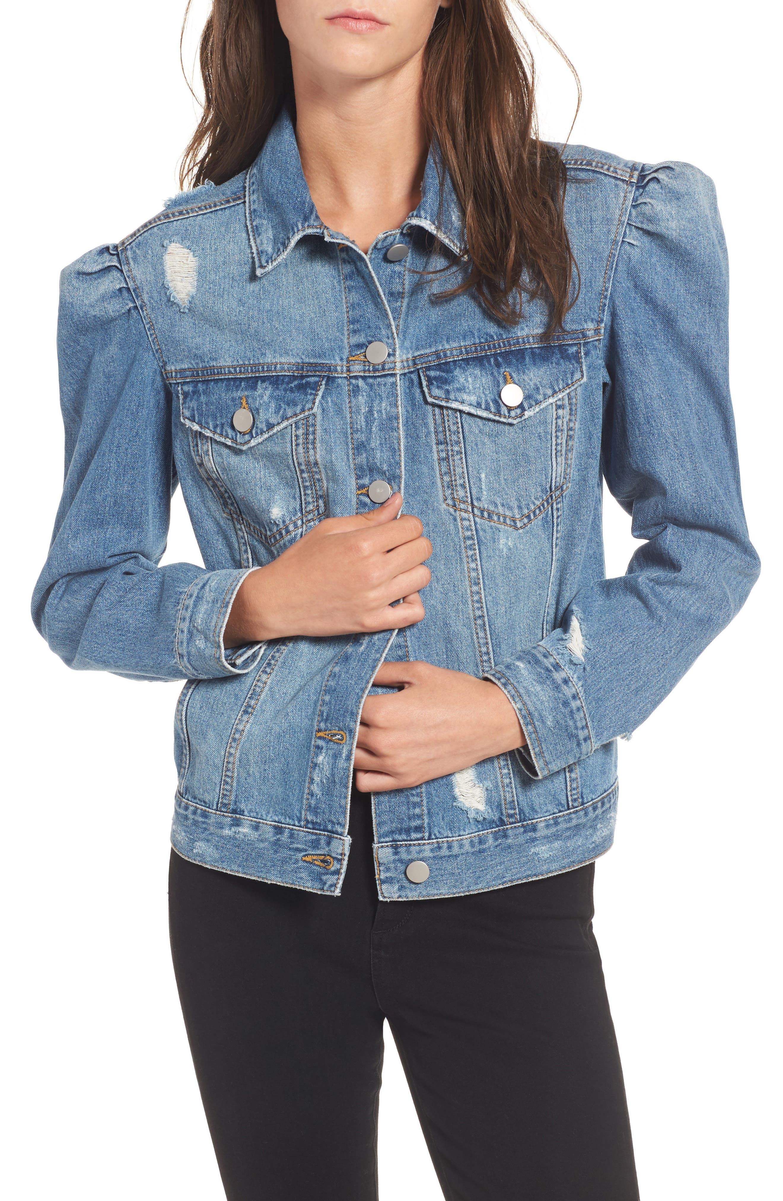 puff shoulder jean jacket