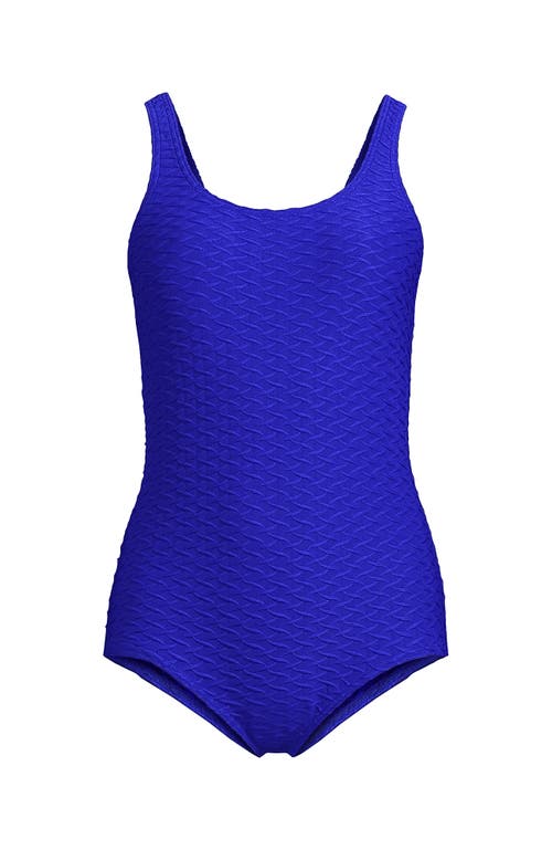 Shop Lands' End Scoop Neck Tugless Sporty One Piece Swimsuit In Electric Blue