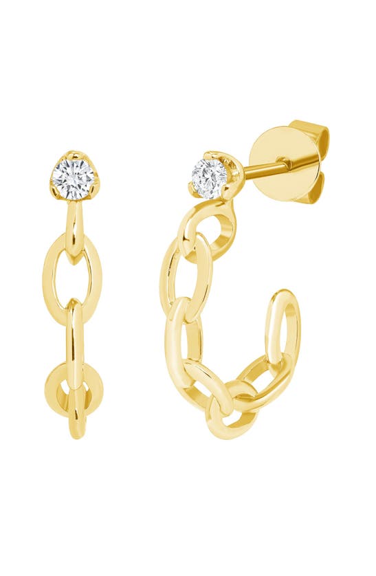 Shop Ron Hami 14k Gold Diamond Chain Link Huggie Hoop Earrings In 14k Yellow Gold