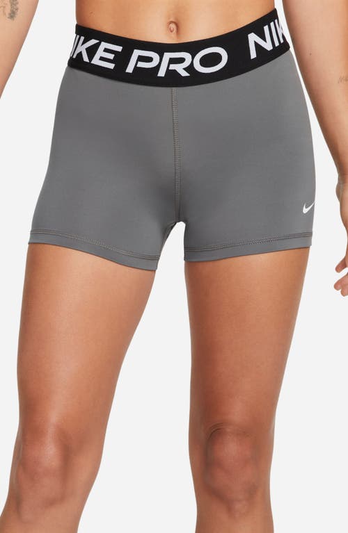 Shop Nike Pro 3-inch Shorts In Iron Grey/black/white