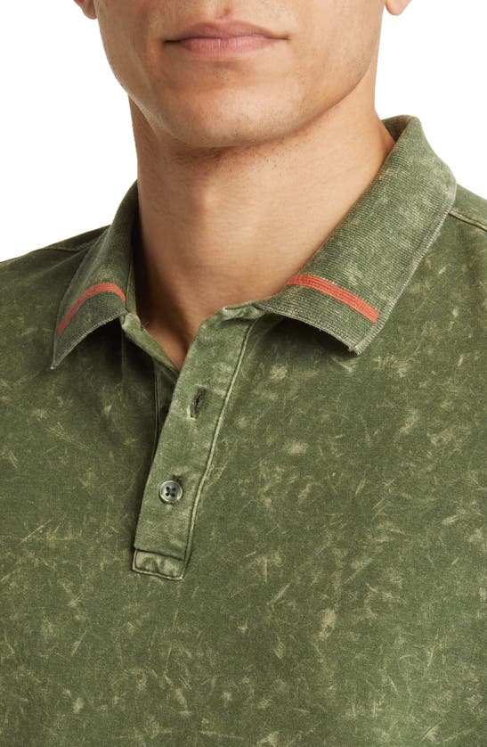 Shop Stone Rose Tipped Acid Wash Performance Jersey Polo In Olive