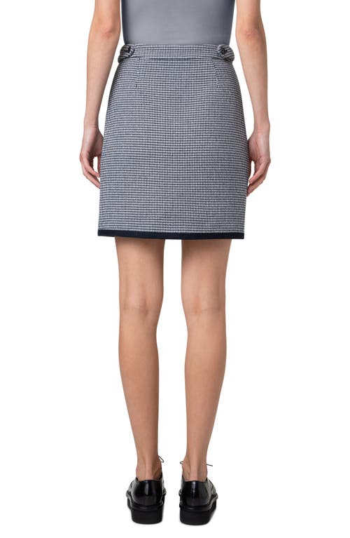 Akris Punto Wool Houndstooth Wrap Skirt In Cream-navy