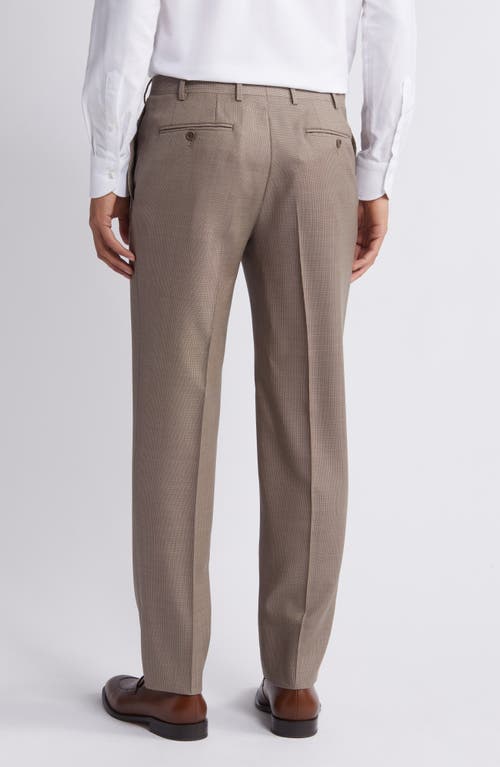 Shop Canali Siena Regular Fit Solid Wool Dress Pants In Beige