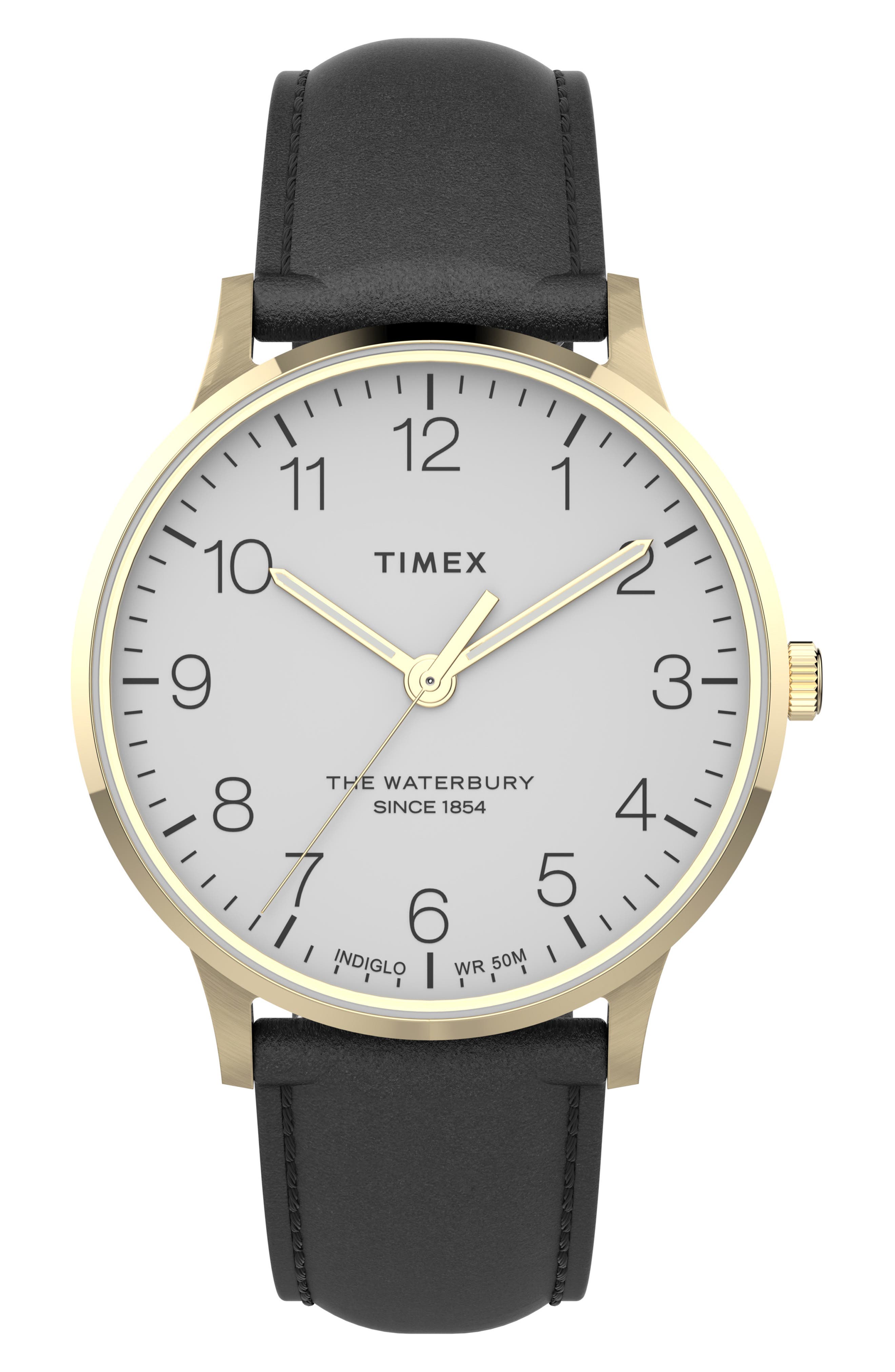 Timex® Waterbury Classic Leather Strap Watch, 40mm | Nordstrom